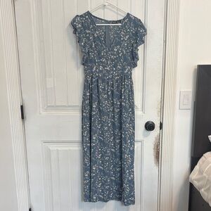 SHEIN Blue Floral Midi Dress